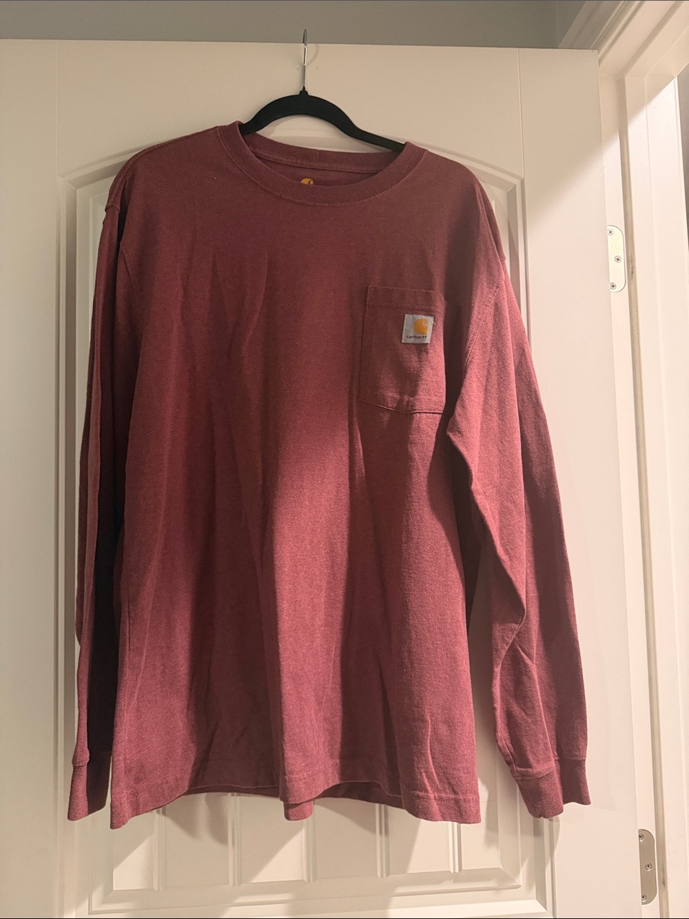 Carhartt Long Sleeve Pocket Tee - Maroon size MEDIUM